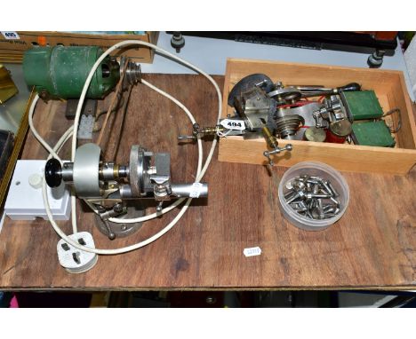 A BERNERD WATCHMAKERS LATHE, electric motor, tools and files, width 70cm x depth 40cm (1) (Condition report: appears well wor