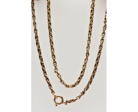 A YELLOW METAL BELCHER CHAIN, fitted with a spring clasp stamped 9K, length 440mm, approximate gross weight 9.6 grams (condit