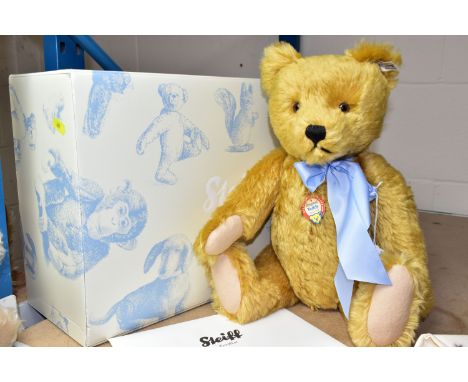 STEIFF, A LIMITED EDITION 'REPLICA 1960' TEDDY BEAR, the jointed body covered in a short golden mohair plush, approximate len