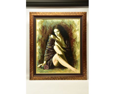 GARY GEORGE (AMERICAN CONTEMPORARY) 'DARICE', a signed limited edition print depicting a seated portrait of a female figure, 
