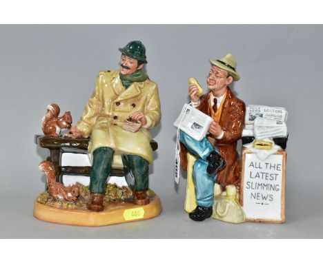 TWO ROYAL DOULTON FIGURINES, comprising Stop Press HN2683 and Lunchtime HN2485, height of tallest figurine cm (2) (Condition 