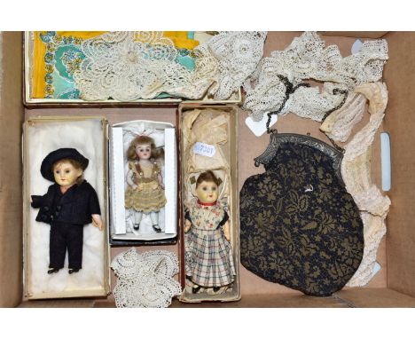 A SMALL ARMAND MARSEILLE BISQUE HEAD DOLL, nape of neck marked 'A 16/0 M', glass eyes, moulded head with painted features, mi