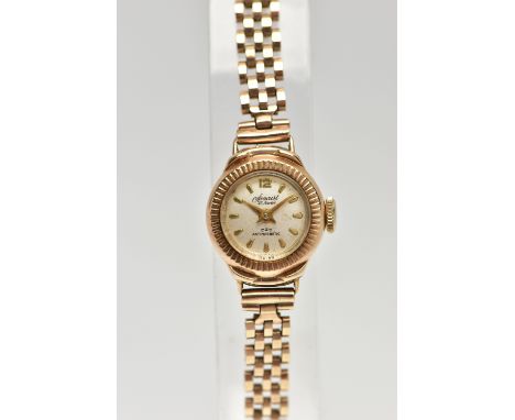 A LADIES 9CT GOLD 'ACCURIST' WRISTWATCH, manual wind, round silver dial signed 'Accurist, 21 jewels, Antimagnetic', Arabic nu