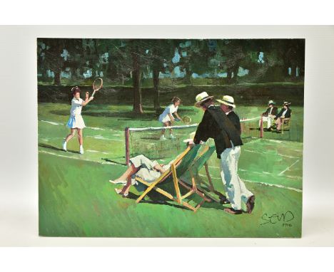 SHERREE VALENTINE DAINES (BRITISH 1959) 'PERFECT MATCH, a signed limited edition print depicting a tennis match, 87/195 with 