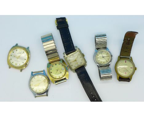 Six gentleman's manual wind wristwatches