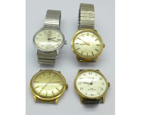 Four gentleman's Timex manual wind wristwatches