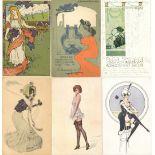 Kunst Schönes Album mit ca. 320 Künstler-AK Jugendstil, Art Deco und namhaften Künstlern