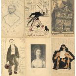 Handgemalt Album mit 130 meist handgemalten Karten, Briefen usw. mit einigen guten Stücken
