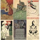 Handgemalt Kessner, Albert Köln Lot mit 36 handgemalten Karten zwischen 1903-1917 in wirklich