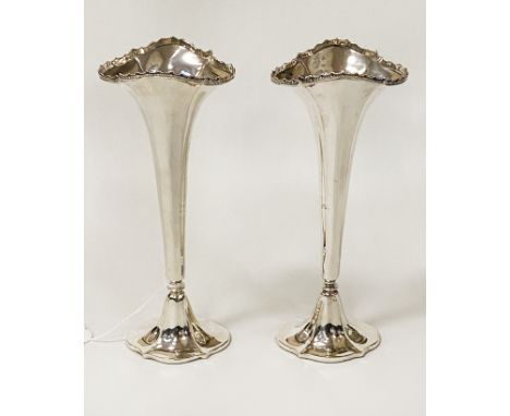 TWO PAIR OF HM SILVER POSY VASES 21CMS (H) APPROX