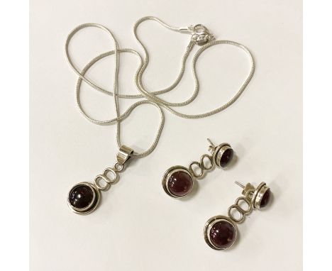 STERLING SILVER GARNET GEMSTONE SET