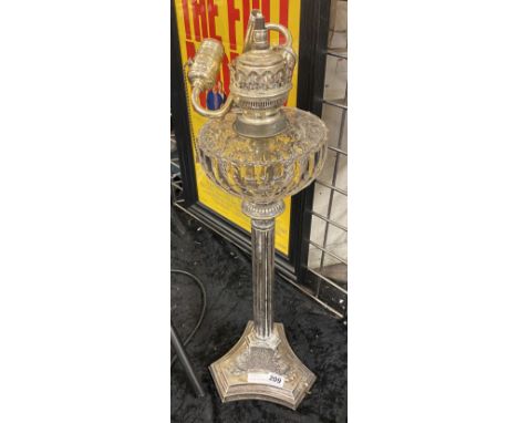 SILVER PLATE COLUMN OIL LAMP