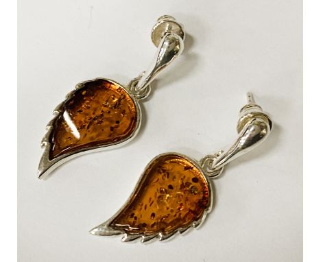 STERLING SILVER AMBER EARRINGS