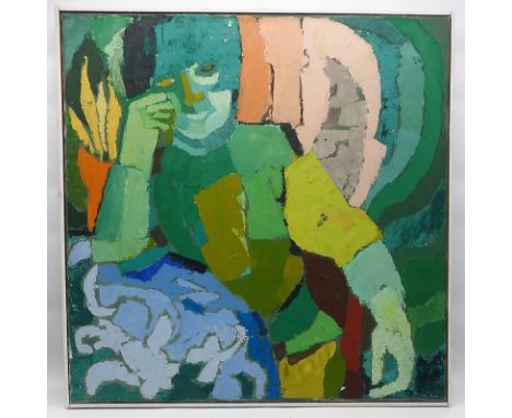 Freihoff, Bettina (1915-1999 Würzburg), Öl/Lw., abstraktes Portrait, re.u. monogr., ca.61cm x 61cm, Würzburger Künstlerin, We