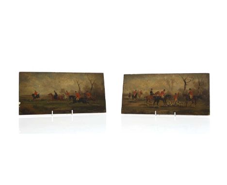 A pair of fox hunting scenes, signed 'Stonet' l.r., oil on panel15.5 x 31cm (2)Condition ReportScratches and loses to the pai