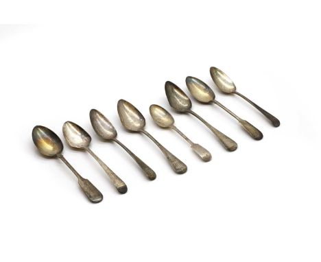 A collection of silver flatware to include two tablespoons, by Alice &amp; George Burrow II, London 1804, 21.5cm long, two ta