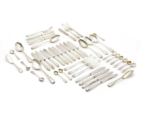 A Victorian silver flatware service by Chawner &amp; Co, London 1866, for six settings, comprising table forks, tablespoons, 