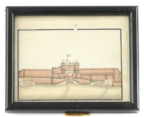 Indian Company School, a watercolour on paper, with black margins, of the tomb of Itimad Ud-Daula at Agra and the interior,10