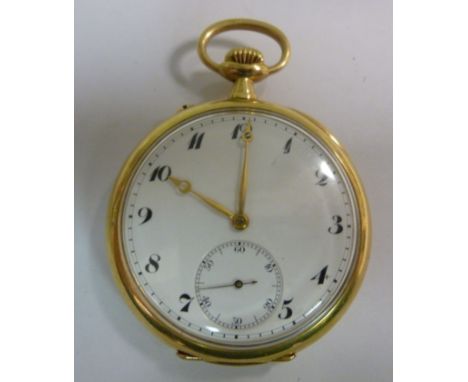 A gold coloured metal cased full hunter pocket watch, the keyless movement, inscribed 'Probus Scafusa' faced by a white ename