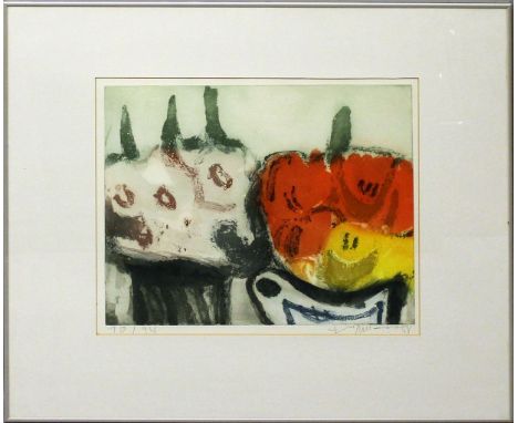 Fussmann, Klaus (geb. 1938 Velbert)"Narzissen und Tulpen". Farbradierung, re. u. mit Bleistift sign. und li. u. Ex. 10/90. 19