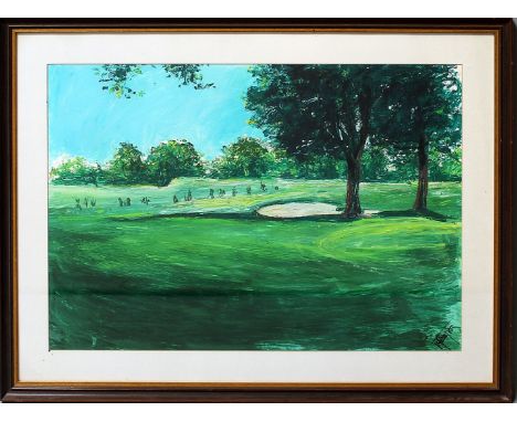 Timm, Reinhold W. (1932 Stettin-Berlin 2001)Parklandschaft. Wohl Mischtechnik/Papier (nicht ausgerahmt), re. u. sign. und dat