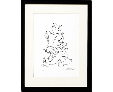 Mueller-Stahl, Armin (geb. 1930 in Tilsit)"Jazz-Saxophonist". Lithographie/Papier, re. u. sign. und re. u. Ex. E.A. Blattmaß 