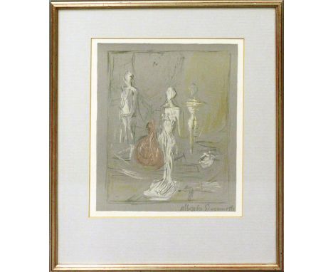 Giacometti, Alberto (1901 Borgonovo - Chur 1966)"Atelier". Farblithographie aus "DERRIERE LE MIROIR 65, 1954". Im Stein sign.