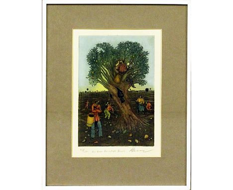Brauer, Emil (1929 Wien 2021)"Ein Baum für vielerlei Früchte", so unterhalb der Darstellung handschriftlich betitelt. Farbrad