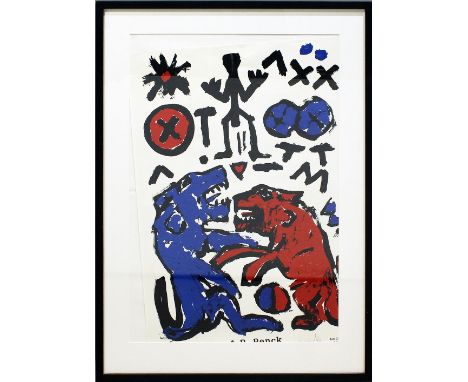 Penck, A.R., Ralf Winkler (1939 Dresden - Zürich 2017)Abstrakte Komposition. Farbserigraphie/Papier (min. Knickfalte), re. u.