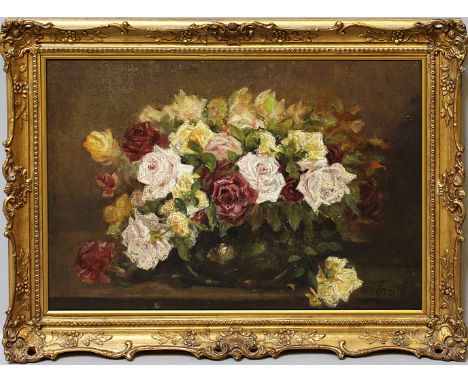 Fantin-Latour, Henri (1836 Grenoble - Buré 1904), att."Roses blanches, jaunes, cramoisies" (Stillleben mit Rosen). Öl/Lwd. (A
