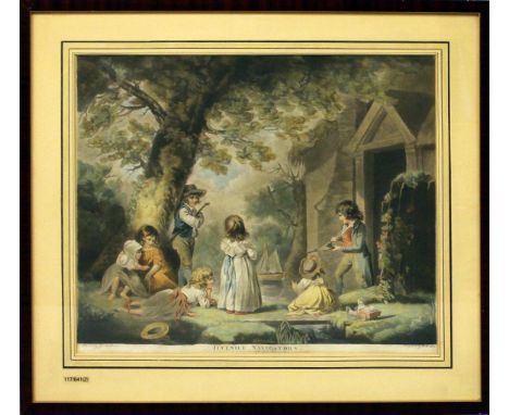 Morland, Georges (1763-1804), nach"Juvenile Navigators". Kolorierte Aquatintaradierung (l. fleckig und gebräunt) von William 