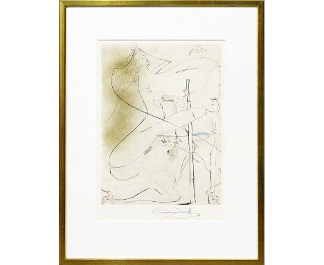 Dalí, Salvador (1904 Figueras 1989) "Femme à la béquille", aus der Serie "Venus aux fourrures" (1969). Handkolorierte Kaltnad