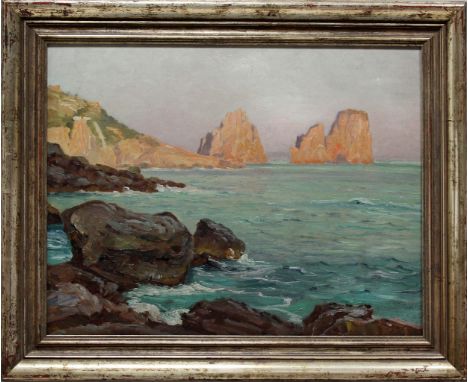 Frankl, Franz (1881 Affecking - München 1940)Küstenansicht von Capri. Öl/Karton. re. u. sign. und bez. "München". Ca. 38x 49,