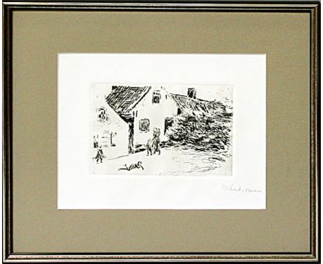 Liebermann, Max (1847 Berlin 1935)Dorfstraße (1908). Radierung/Velin (min. Knicke und Flecken), re. u. mit Bleistift sign. Au
