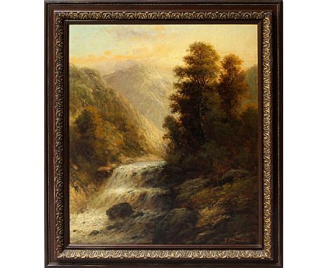 Unbekannter Maler (Ende 19. Jh.)Gebirgsbach mit Stromschnellen im Gebirge. Öl/Lwd./Karton, re. u. undeutlich sign. 65x 54 cm.