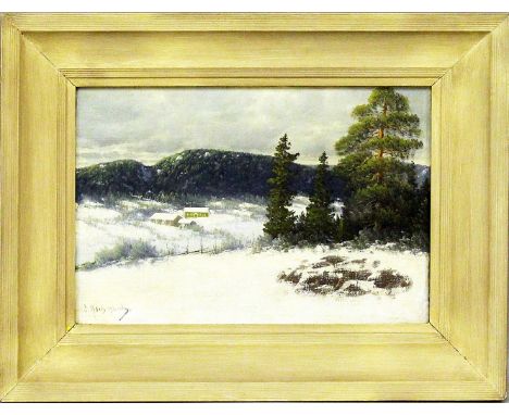 Aschenbach, Ernst (1872-1954)Winterlandschaft mit Blick ins Tal. Öl/Lwd., li. u. sign. 30x 44 cm. R.