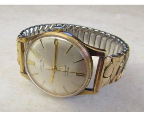 9ct Rotary gents watch with rolled gold/stainless steel strap