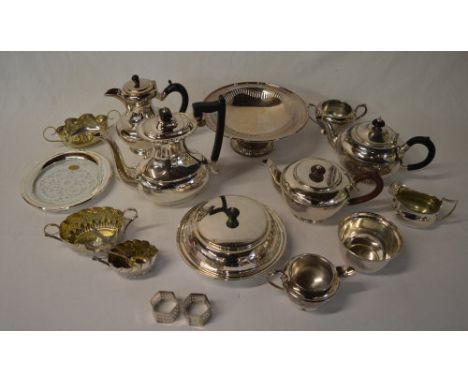 Various silver plate including teapot, cream jug etc and 2 small brass candlesticks (not pictured)