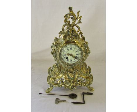 French brass mantle clock in the rococo style H 40 cm