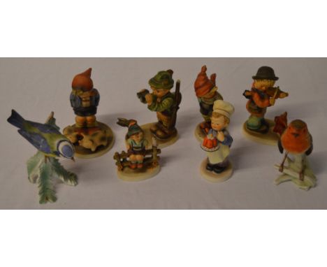 6 Hummel figures and a 2 Geobel bird figures
