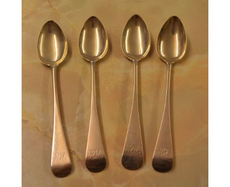 4 silver tea spoons monogrammed 'H K' , Edinburgh 1807, approx weight 1.5oz