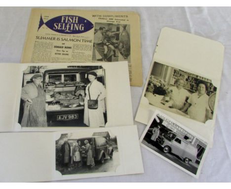 Photographs and newspaper article from 1954 relating to George and Winnie Gardener who ran a portable fish shop around the Co