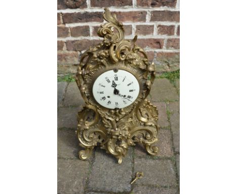 Large brass Italian mantle clock in the rococo style H 50 cm
