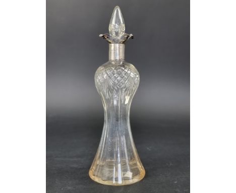 A silver mounted cut glass decanter and stopper, by&nbsp;William Hutton &amp; Sons Ltd, Birmingham 1924, 34.5cm high. 