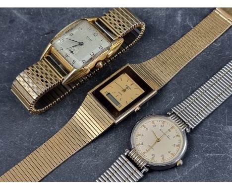 A Christian Dior stainless steel quartz wristwatch, 30mm, together with two other wristwatches. (3) 
