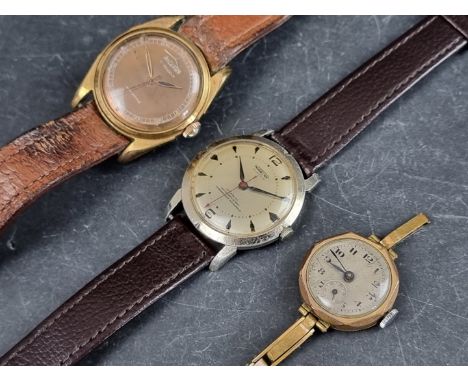 A circa late 1940s Aureole stainless steel manual wind wristwatch, 33mm, Ref. 137/9, on replacement leather strap, together w