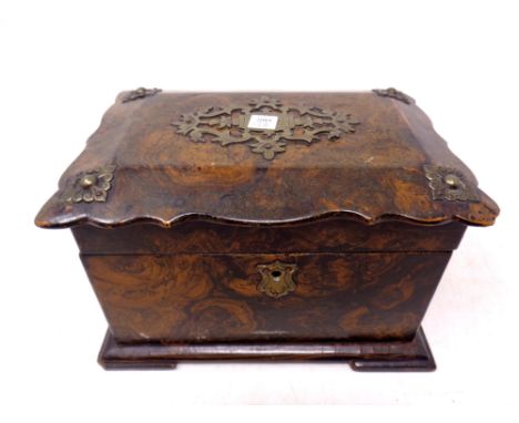 A George III tea caddy in a tortoiseshell effect painted finish with brass mounts 
