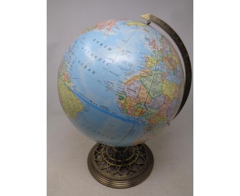 A George F Cram Company globe on stand  