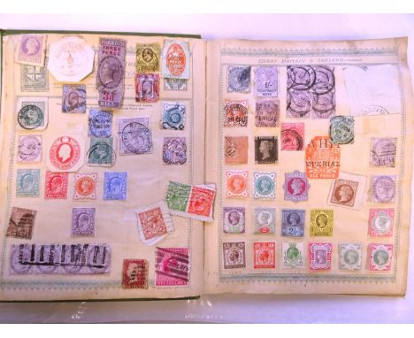 Worldwide Vintage collection/accumulation in two old albums and two small boxes of loose, the better album is a 19th century 