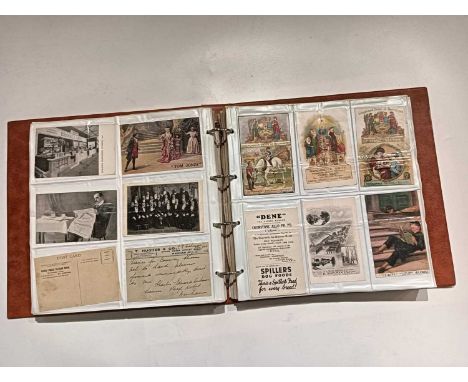 An Orange Album of Mixed Subjects. Approx 410 cards this time. Early comic cards with Lance Thackaray (8), Hassall (8), Addle